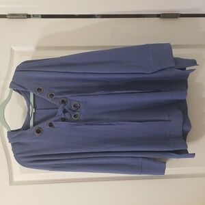 Cable & Gauge Woman Blue Long Sleeve Hooded Pull…